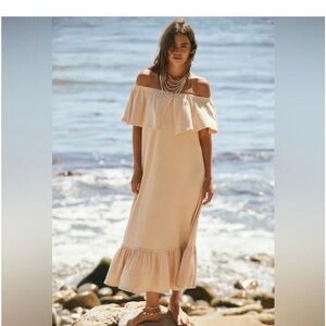 Free People Tan Cream Bubble Midi Dress